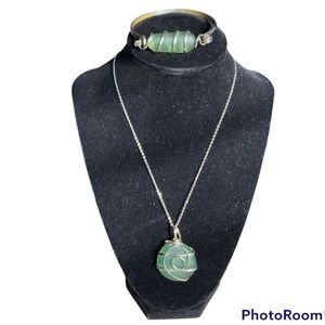Silver Wire wrapped Green sea foam sea glass beach glass necklace and bracelet